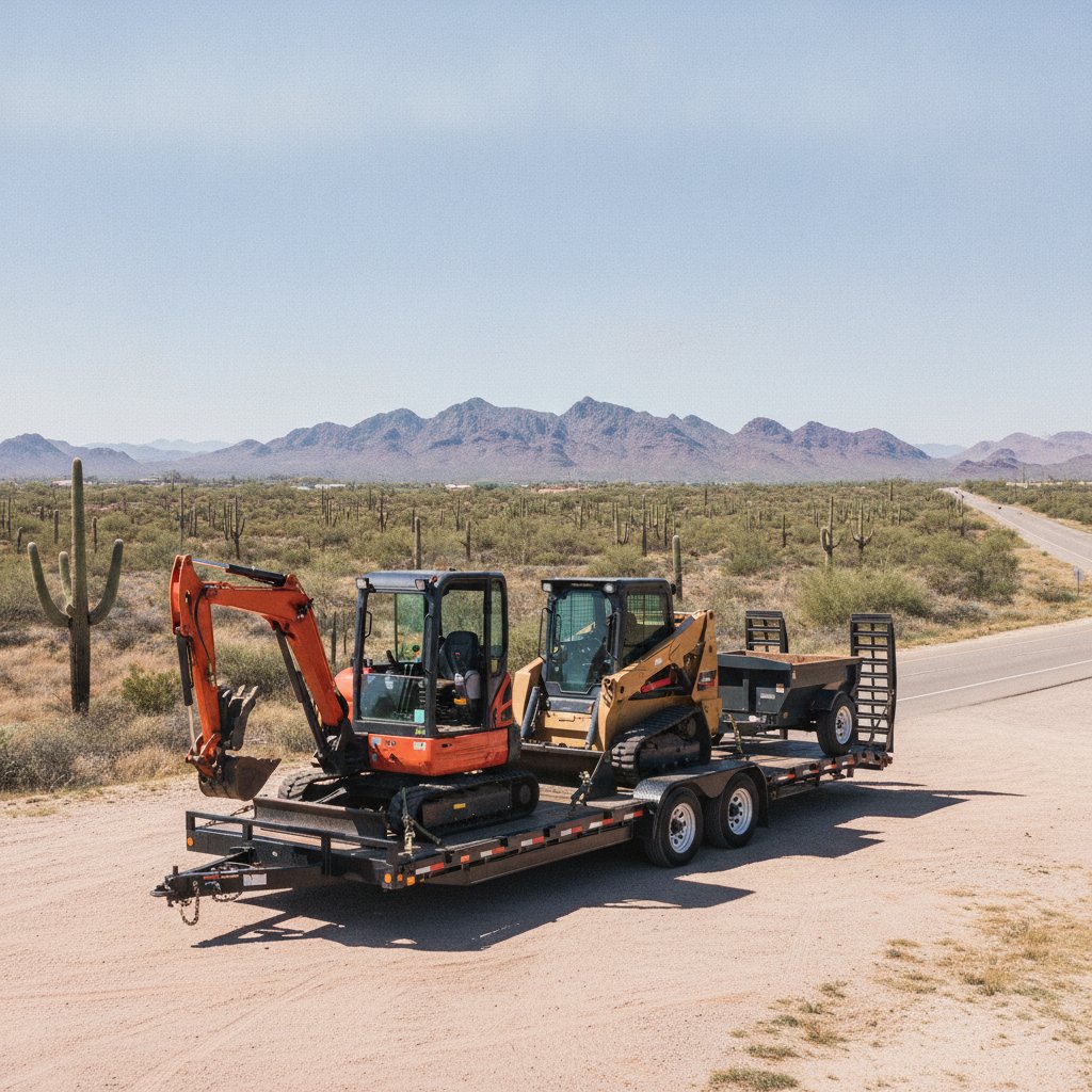 Mini Excavator of Arizona equipment operator at the controls on a job site